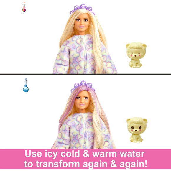 Barbie Cutie Reveal Cozy Cute Tees Lion, Purple Streaked Hair Doll & Accessories - Picture 4 of 16